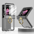 For Samsung Galaxy Z Flip6 / Flip7 FE Gkk Airbag Hinge Silicone Phone Case with Ring Holder & Tempered Film(Transparent Black) - free shipping - PMC Jewellery - Order now!