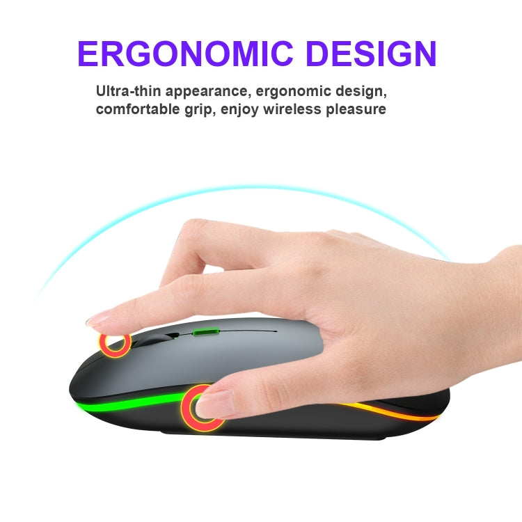 HXSJ M40 2.4GHZ 800,1200,1600dpi Third Gear Adjustment Colorful Wireless Mouse USB Rechargeable(Black) - free shipping - PMC TechLife - Order now!