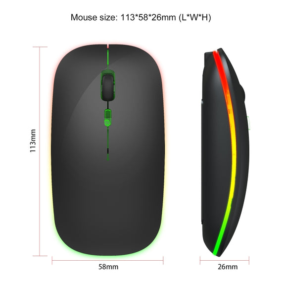 HXSJ M40 2.4GHZ 800,1200,1600dpi Third Gear Adjustment Colorful Wireless Mouse USB Rechargeable(Black)