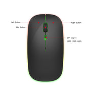 HXSJ M40 2.4GHZ 800,1200,1600dpi Third Gear Adjustment Colorful Wireless Mouse USB Rechargeable(Black)