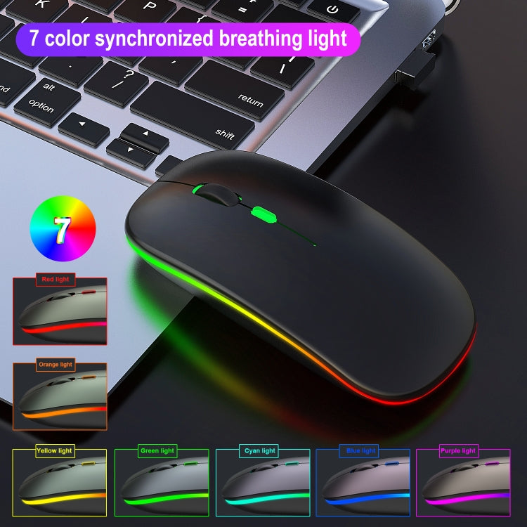 HXSJ M40 2.4GHZ 800,1200,1600dpi Third Gear Adjustment Colorful Wireless Mouse USB Rechargeable(Black)