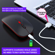 HXSJ M40 2.4GHZ 800,1200,1600dpi Third Gear Adjustment Colorful Wireless Mouse USB Rechargeable(Black)