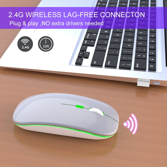 HXSJ M40 2.4GHZ 800,1200,1600dpi Third Gear Adjustment Colorful Wireless Mouse USB Rechargeable(Silver)