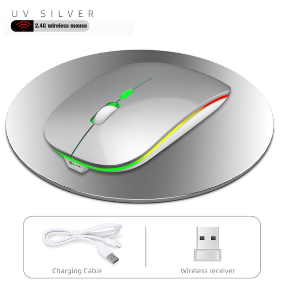 HXSJ M40 2.4GHZ 800,1200,1600dpi Third Gear Adjustment Colorful Wireless Mouse USB Rechargeable(Silver)