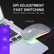 HXSJ M40 2.4GHZ 800,1200,1600dpi Third Gear Adjustment Colorful Wireless Mouse USB Rechargeable(Silver)
