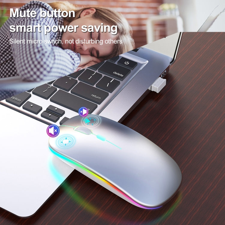 HXSJ M40 2.4GHZ 800,1200,1600dpi Third Gear Adjustment Colorful Wireless Mouse USB Rechargeable(Silver)