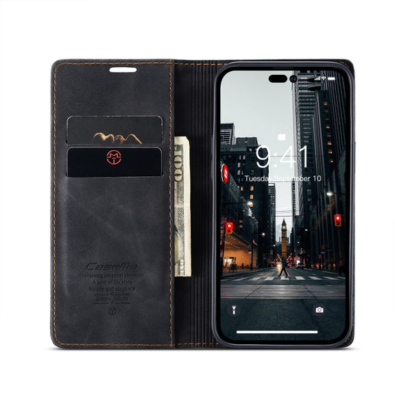 For iPhone 15 Pro Max CaseMe 013 Multifunctional Horizontal Flip Leather Phone Case(Black)