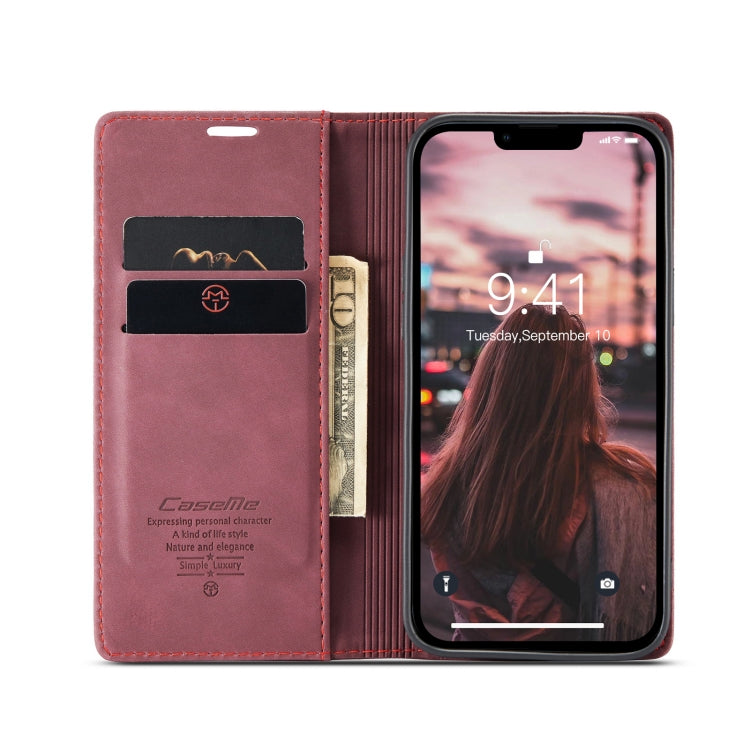 For iPhone 15 CaseMe 013 Multifunctional Horizontal Flip Leather Phone Case(Wine Red) - free shipping - PMC Jewellery - Order now!