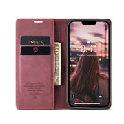 For iPhone 15 CaseMe 013 Multifunctional Horizontal Flip Leather Phone Case(Wine Red)