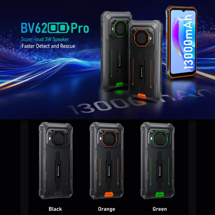 Blackview BV6200 Pro, 6GB+128GB, IP68/IP69K/MIL-STD-810H, 6.56 inch Android 13 MediaTek Helio P35 Octa Core, Network: 4G, OTG(Black) - free shipping - PMC TechLife - Order now!