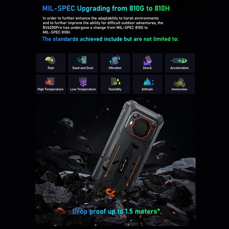 Blackview BV6200 Pro, 6GB+128GB, IP68/IP69K/MIL-STD-810H, 6.56 inch Android 13 MediaTek Helio P35 Octa Core, Network: 4G, OTG(Green)