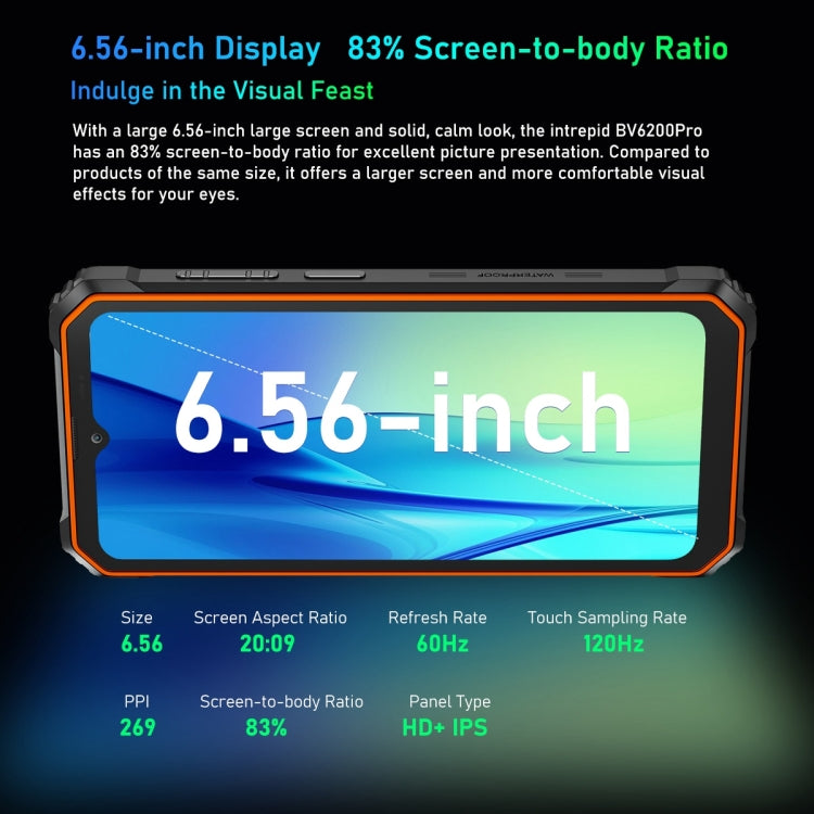 Blackview BV6200 Pro, 6GB+128GB, IP68/IP69K/MIL-STD-810H, 6.56 inch Android 13 MediaTek Helio P35 Octa Core, Network: 4G, OTG(Black) - free shipping - PMC TechLife - Order now!