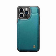 For iPhone 15 Pro Max CaseMe C22 Card Slots Holder RFID Anti-theft Phone Case(Blue Green)
