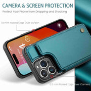 For iPhone 15 Pro Max CaseMe C22 Card Slots Holder RFID Anti-theft Phone Case(Blue Green)