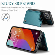 For iPhone 15 Pro Max CaseMe C22 Card Slots Holder RFID Anti-theft Phone Case(Blue Green)