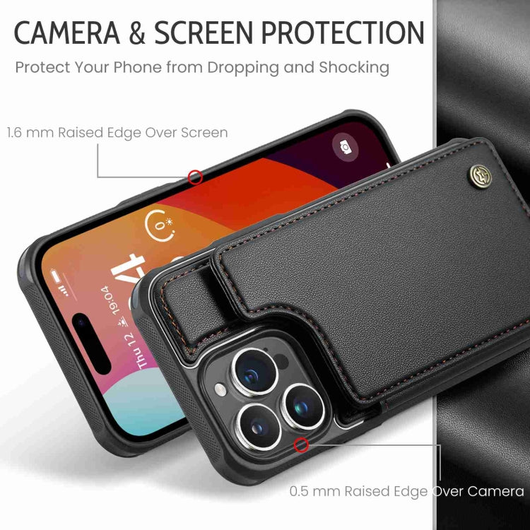 For iPhone 15 Pro Max CaseMe C22 Card Slots Holder RFID Anti-theft Phone Case(Black) - free shipping - PMC Jewellery - Order now!
