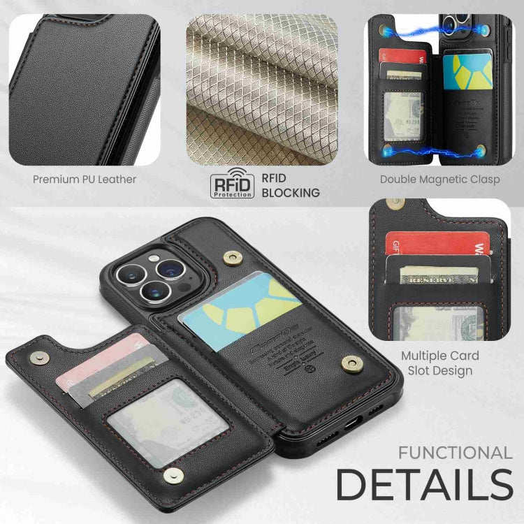 For iPhone 15 Pro Max CaseMe C22 Card Slots Holder RFID Anti-theft Phone Case(Black) - free shipping - PMC Jewellery - Order now!