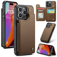 For iPhone 15 Pro CaseMe C22 Card Slots Holder RFID Anti-theft Phone Case(Brown) - free shipping - PMC Jewellery - Order now!
