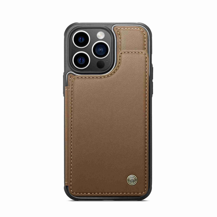 For iPhone 15 Pro CaseMe C22 Card Slots Holder RFID Anti-theft Phone Case(Brown) - free shipping - PMC Jewellery - Order now!