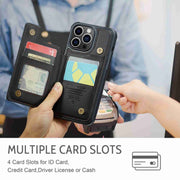 For iPhone 15 Pro CaseMe C22 Card Slots Holder RFID Anti-theft Phone Case(Black)