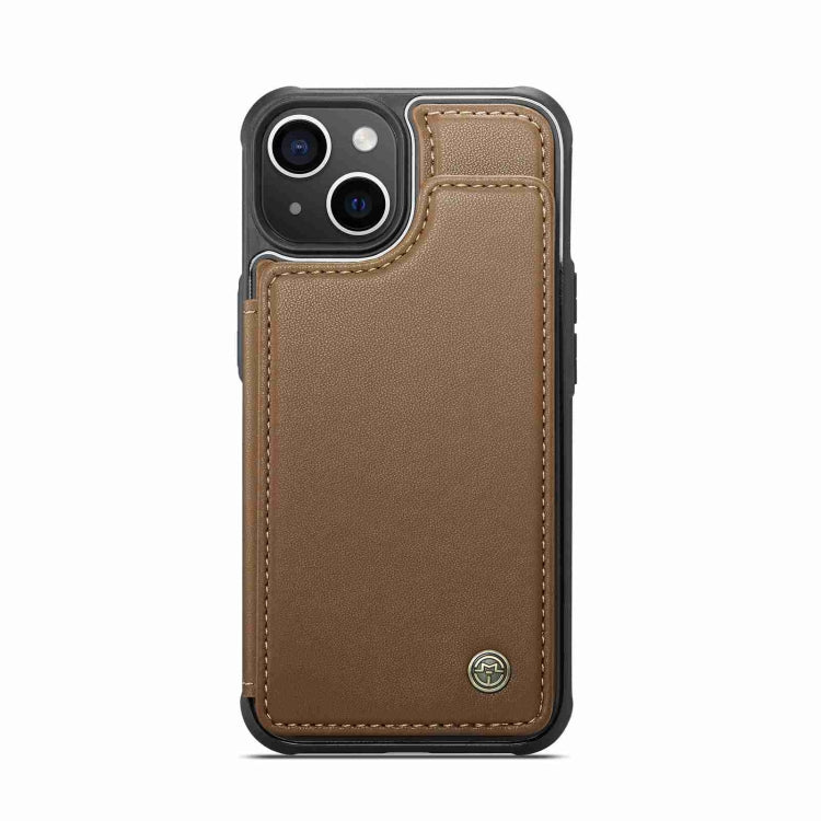 For iPhone 15 CaseMe C22 Card Slots Holder RFID Anti-theft Phone Case(Brown) - free shipping - PMC Jewellery - Order now!