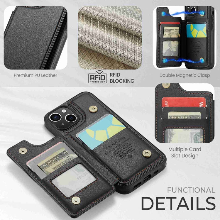 For iPhone 15 CaseMe C22 Card Slots Holder RFID Anti-theft Phone Case(Black) - free shipping - PMC Jewellery - Order now!