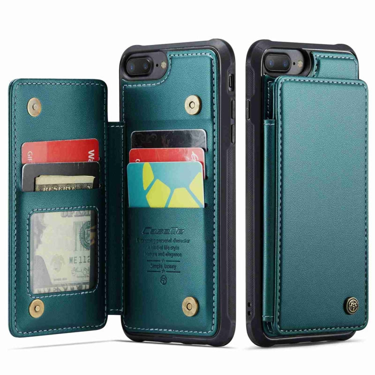 For iPhone 8 Plus / 7 Plus CaseMe C22 Card Slots Holder RFID Anti-theft Phone Case(Blue Green) - free shipping - PMC Jewellery - Order now!