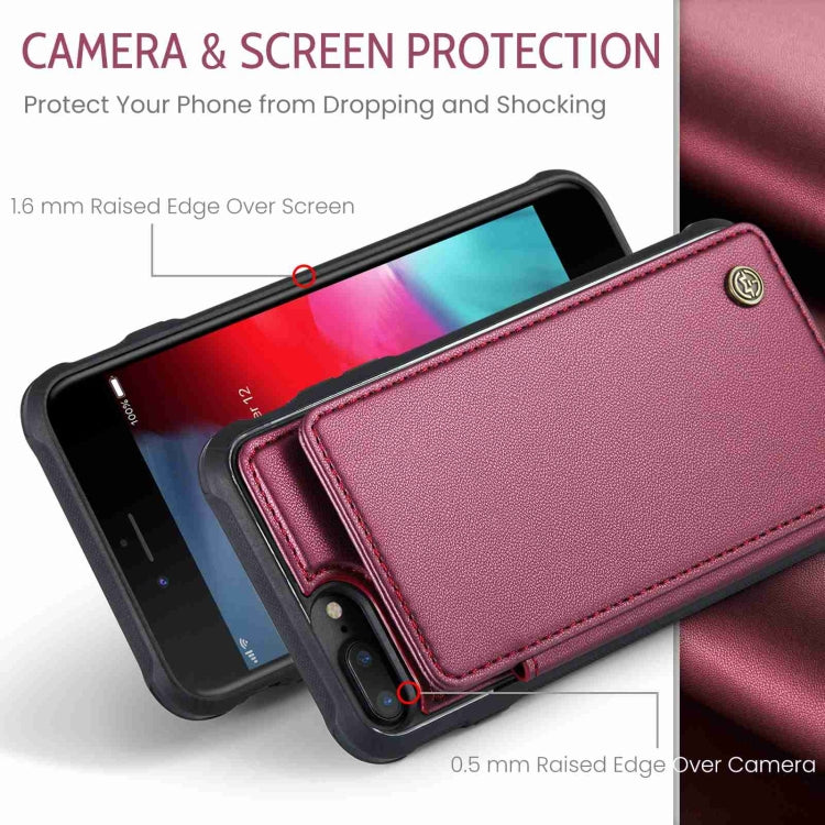 For iPhone 8 Plus / 7 Plus CaseMe C22 Card Slots Holder RFID Anti-theft Phone Case(Wine Red) - free shipping - PMC Jewellery - Order now!