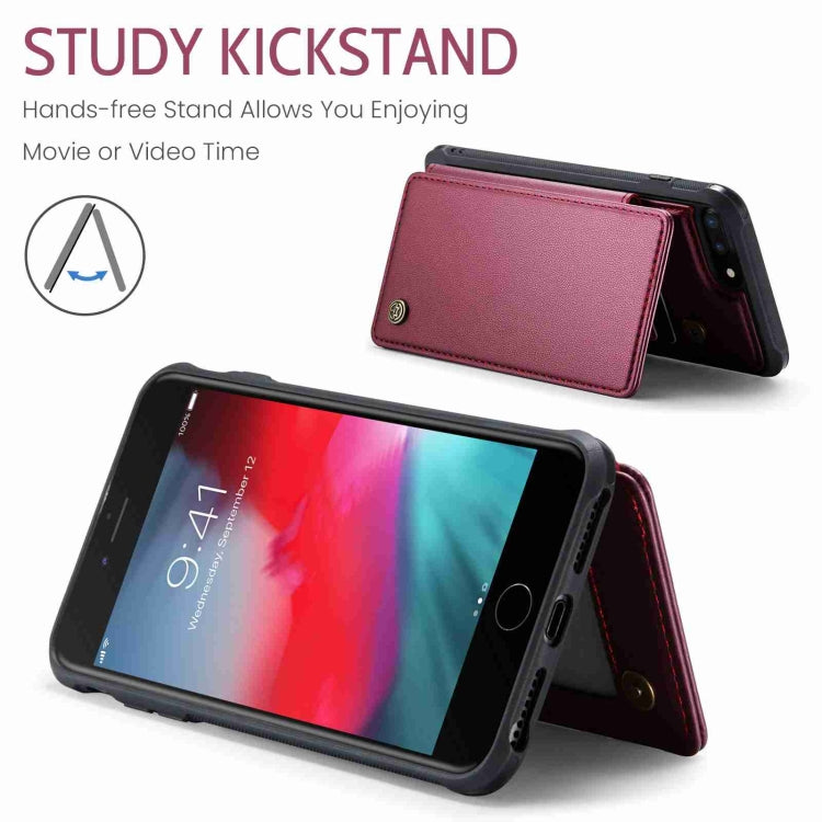 For iPhone 8 Plus / 7 Plus CaseMe C22 Card Slots Holder RFID Anti-theft Phone Case(Wine Red) - free shipping - PMC Jewellery - Order now!