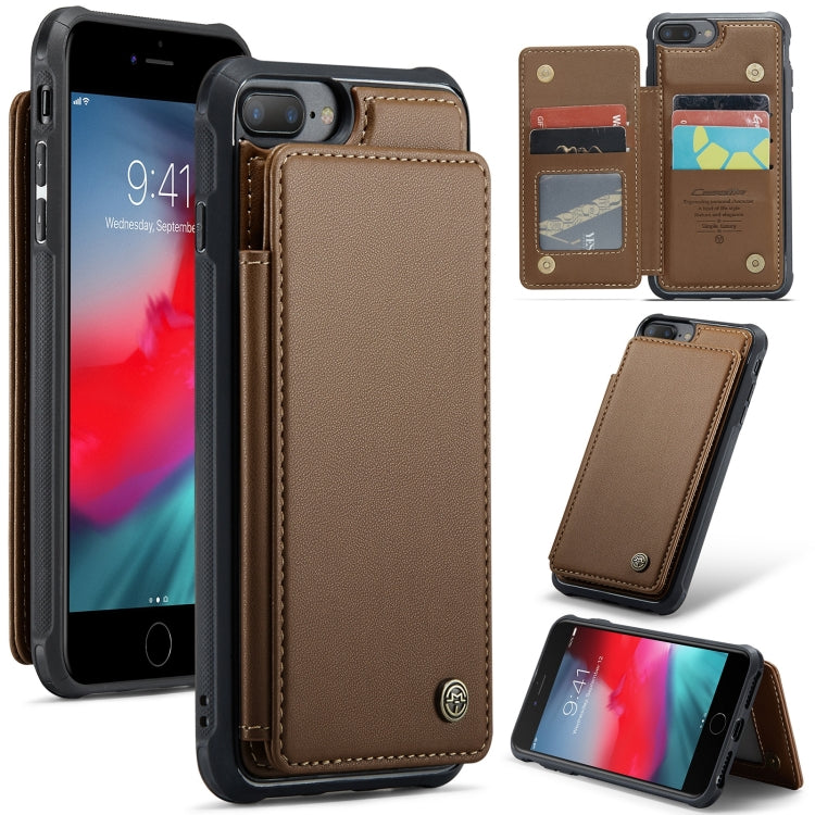 For iPhone 8 Plus / 7 Plus CaseMe C22 Card Slots Holder RFID Anti-theft Phone Case(Brown) - free shipping - PMC Jewellery - Order now!