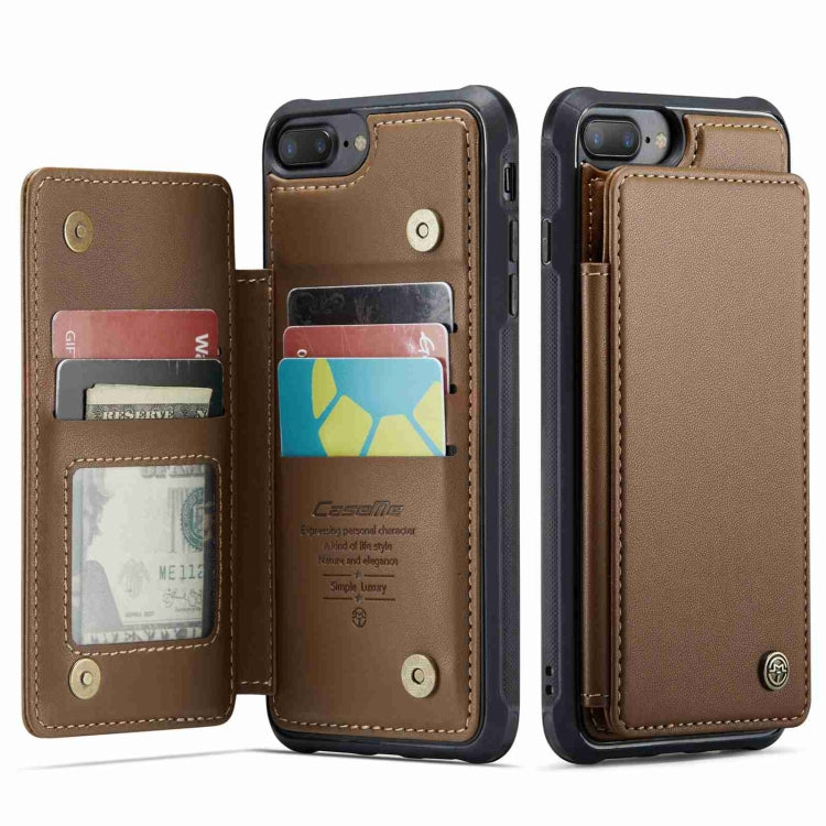 For iPhone 8 Plus / 7 Plus CaseMe C22 Card Slots Holder RFID Anti-theft Phone Case(Brown) - free shipping - PMC Jewellery - Order now!
