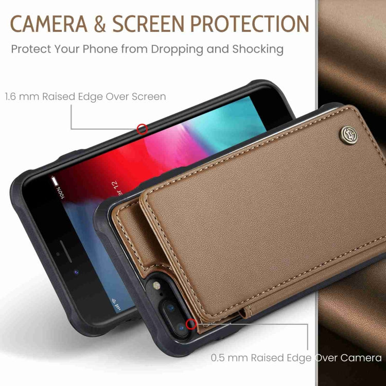 For iPhone 8 Plus / 7 Plus CaseMe C22 Card Slots Holder RFID Anti-theft Phone Case(Brown) - free shipping - PMC Jewellery - Order now!