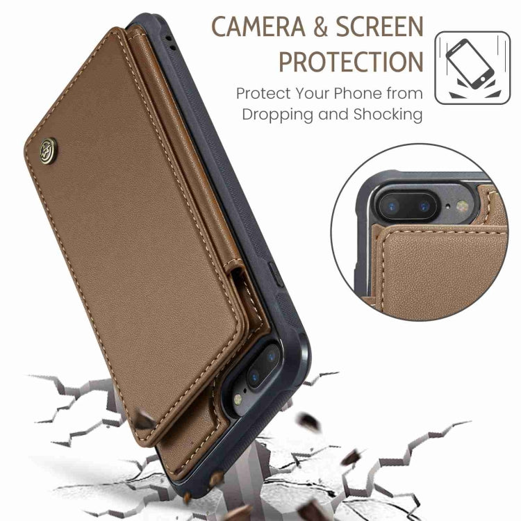 For iPhone 8 Plus / 7 Plus CaseMe C22 Card Slots Holder RFID Anti-theft Phone Case(Brown) - free shipping - PMC Jewellery - Order now!