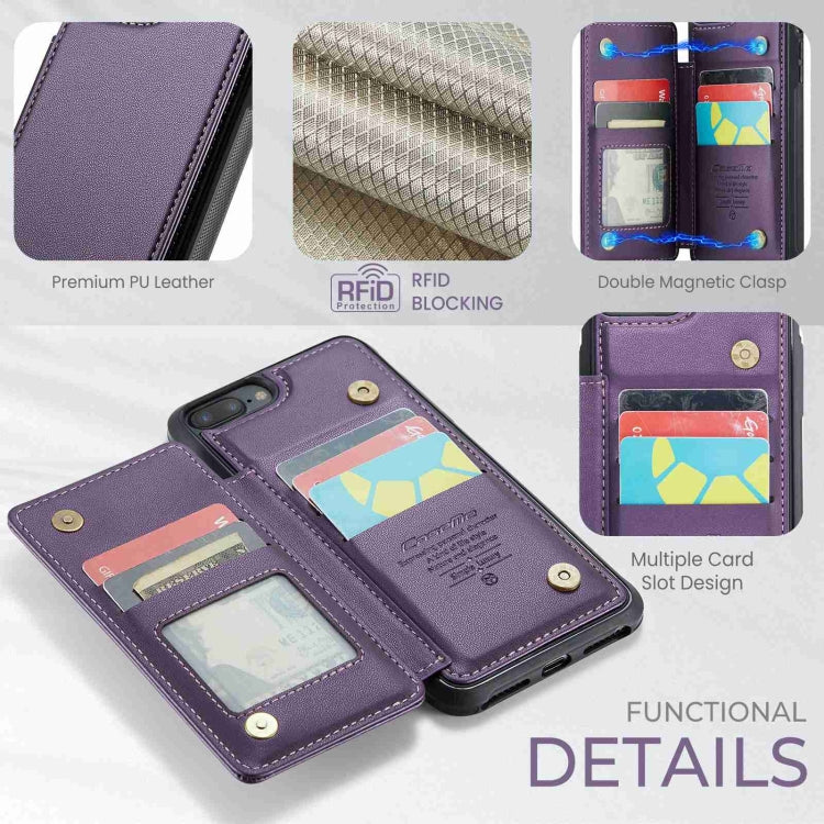 For iPhone 8 Plus / 7 Plus CaseMe C22 Card Slots Holder RFID Anti-theft Phone Case(Purple) - free shipping - PMC Jewellery - Order now!
