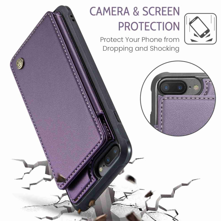 For iPhone 8 Plus / 7 Plus CaseMe C22 Card Slots Holder RFID Anti-theft Phone Case(Purple) - free shipping - PMC Jewellery - Order now!