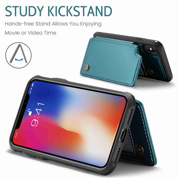 For iPhone XS / X CaseMe C22 Card Slots Holder RFID Anti-theft Phone Case(Blue Green) - free shipping - PMC Jewellery - Order now!
