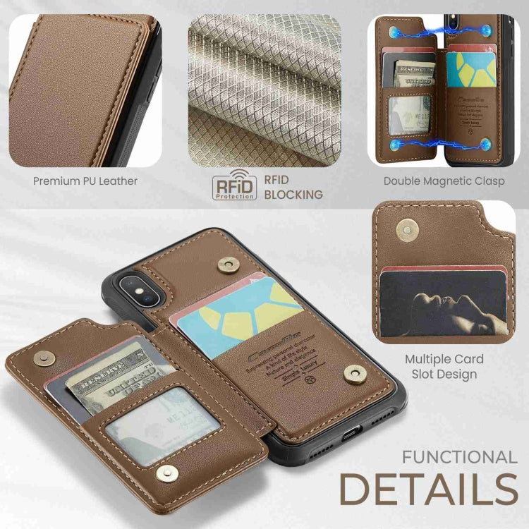 For iPhone XS / X CaseMe C22 Card Slots Holder RFID Anti-theft Phone Case(Brown) - free shipping - PMC Jewellery - Order now!