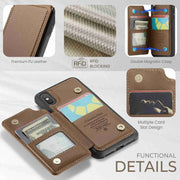 For iPhone XS / X CaseMe C22 Card Slots Holder RFID Anti-theft Phone Case(Brown)