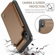 For iPhone XS / X CaseMe C22 Card Slots Holder RFID Anti-theft Phone Case(Brown)
