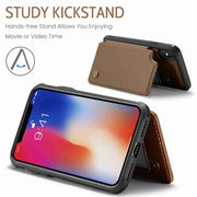 For iPhone XS / X CaseMe C22 Card Slots Holder RFID Anti-theft Phone Case(Brown)