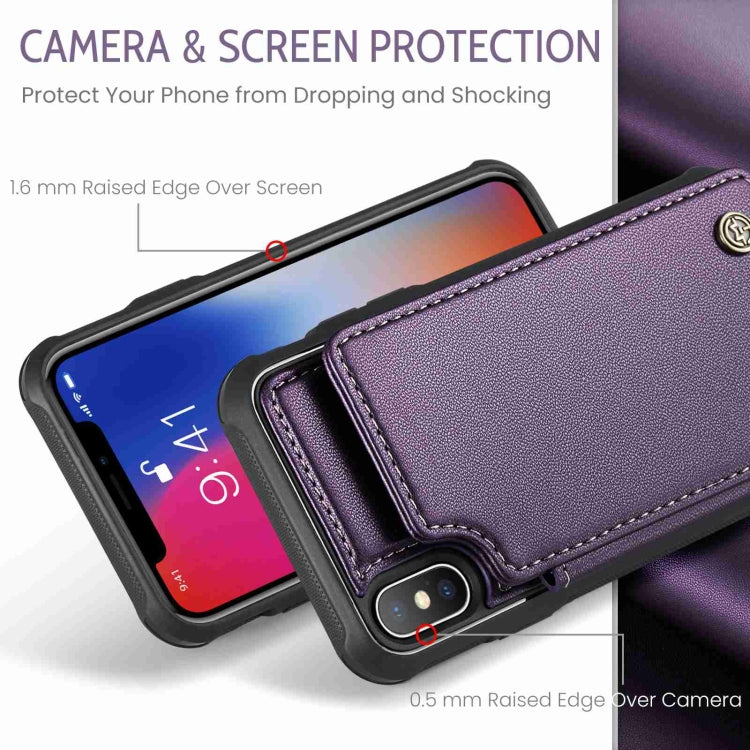 For iPhone XS / X CaseMe C22 Card Slots Holder RFID Anti-theft Phone Case(Purple) - More iPhone Cases by CaseMe | Online Shopping South Africa | PMC Jewellery | Buy Now Pay Later Mobicred