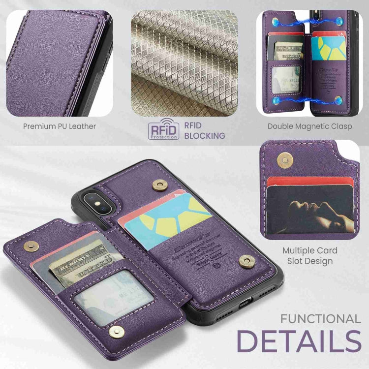 For iPhone XS / X CaseMe C22 Card Slots Holder RFID Anti-theft Phone Case(Purple) - More iPhone Cases by CaseMe | Online Shopping South Africa | PMC Jewellery | Buy Now Pay Later Mobicred