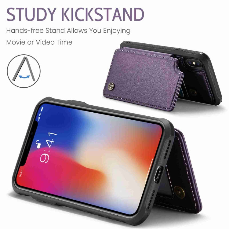 For iPhone XS / X CaseMe C22 Card Slots Holder RFID Anti-theft Phone Case(Purple) - More iPhone Cases by CaseMe | Online Shopping South Africa | PMC Jewellery | Buy Now Pay Later Mobicred