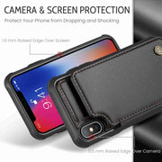 For iPhone XS / X CaseMe C22 Card Slots Holder RFID Anti-theft Phone Case(Black)