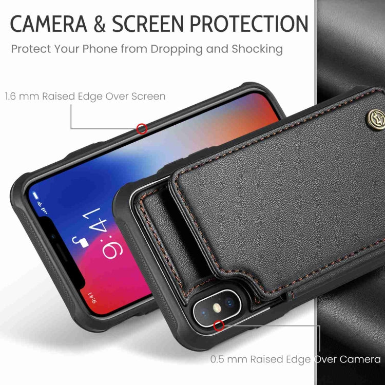 For iPhone XS / X CaseMe C22 Card Slots Holder RFID Anti-theft Phone Case(Black)