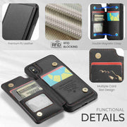 For iPhone XS / X CaseMe C22 Card Slots Holder RFID Anti-theft Phone Case(Black)