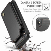 For iPhone XS / X CaseMe C22 Card Slots Holder RFID Anti-theft Phone Case(Black)