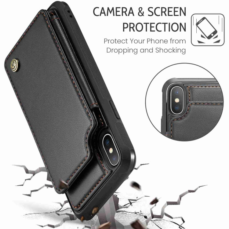 For iPhone XS / X CaseMe C22 Card Slots Holder RFID Anti-theft Phone Case(Black)