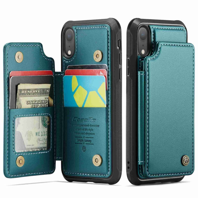 For iPhone XR CaseMe C22 Card Slots Holder RFID Anti-theft Phone Case(Blue Green) - free shipping - PMC Jewellery - Order now!