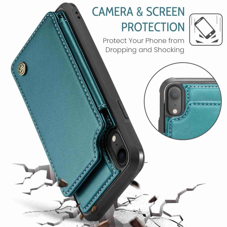 For iPhone XR CaseMe C22 Card Slots Holder RFID Anti-theft Phone Case(Blue Green) - free shipping - PMC Jewellery - Order now!